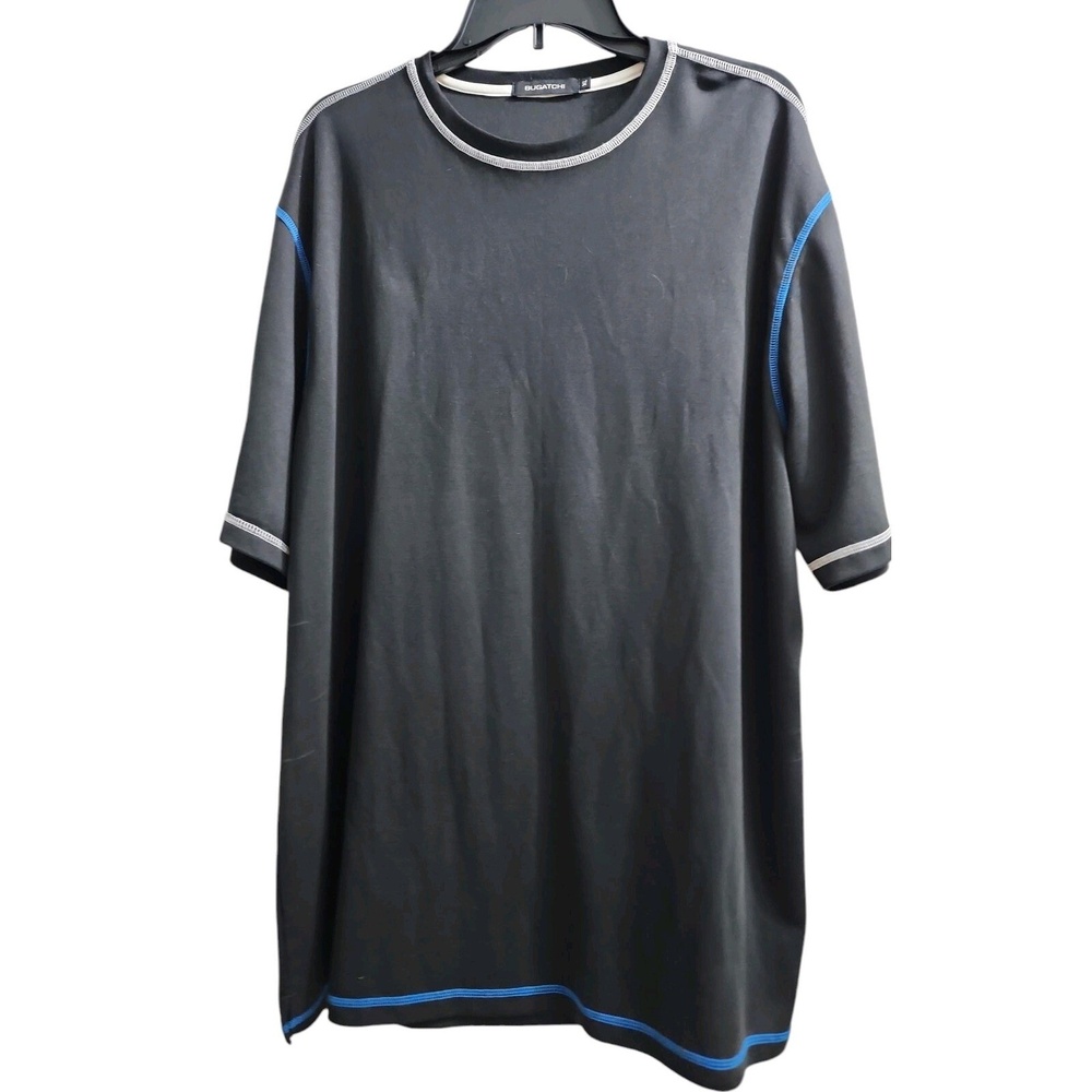 Bugatchi Black T-Shirt with Blue Trim